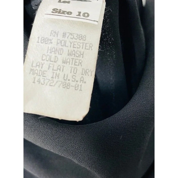 Niki Livas Evening Dress 10 Beaded Black 90s Style Handkerchief Hem Draped Neck - Picture 10 of 14